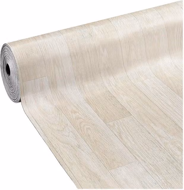 Rivestimento in PVC a rotolo EMMEVI con design effetto legno scandinavo, colori beige e bianco, L: 1 m x P: 25 m