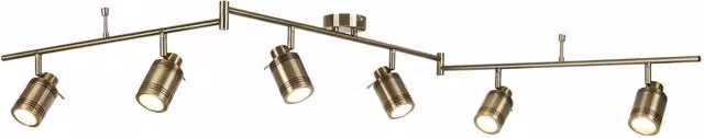 Plafoniera da soffitto Searchlight moderna in ottone e vetro trasparente con 6 luci GU10 color oro/ottone