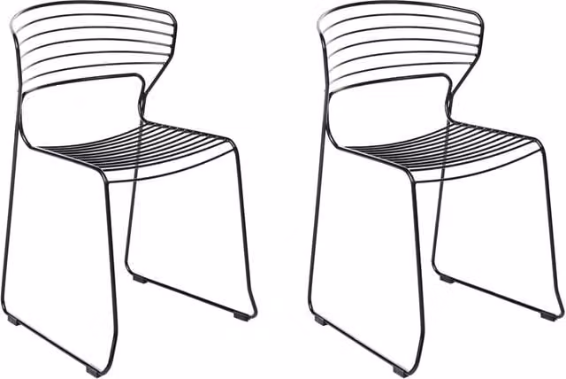 Set di 2 sedie da giardino impilabili BELIANI con base in metallo nero opaco e design moderno