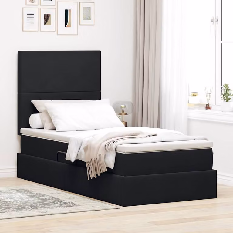 Letto con contenitore e illuminazione LED vidaXL in velluto nero L 100 cm x P 200 cm