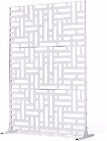 VEVOR Set di 3 Pannelli per Privacy in Metallo Bianco, Divisorio Fendivista Autoportante per Esterno e Giardino, L/P/H: 120 x 50,8 x 193 cm