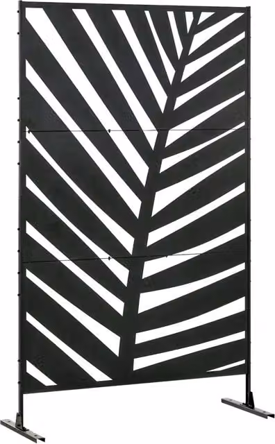 Paravento Minimal con 3 Ante Verticali in Acciaio Nero L 122 cm, P 45 cm, H 198 cm