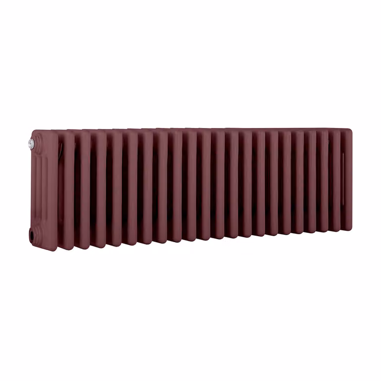 Radiatore orizzontale a colonne Regent in acciaio, 4 colonne, colore Rosso, L: 101 cm, H: 30 cm