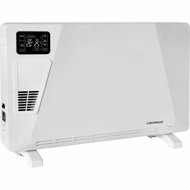 Termoconvettore Elettrico Dictrolux da 2000 Watt Bianco con Timer e Termostato