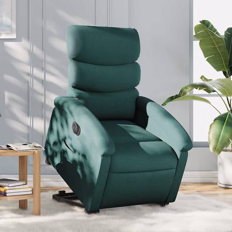 vidaXL Poltrona Alzapersona Elettrica Reclinabile in Tessuto Verde per Senior
