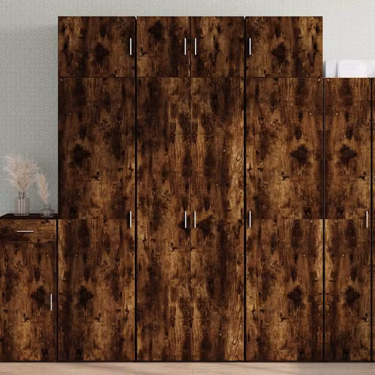Armadietto a muro vidaXL in legno rovere color marrone con ante a battente, L: 70 cm, P: 42,5 cm, H: 225 cm