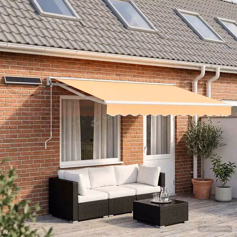 Tettuccio elettrico retrattile vidaXL in sabbia con struttura in alluminio e copertura in poliestere, L 4 x P 2 m