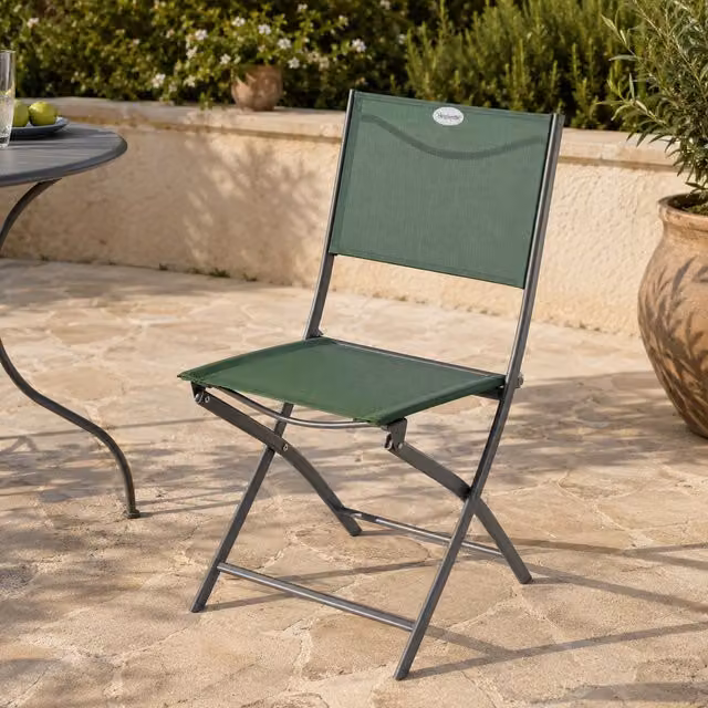Sedia da giardino pieghevole Modula Hesperide verde in acciaio e textilene