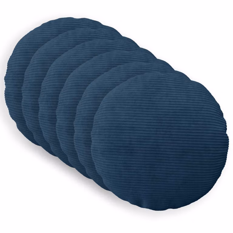 Set di 6 federe rotonde vidaXL HEERLEN in velluto a coste blu navy, Ø 60 cm