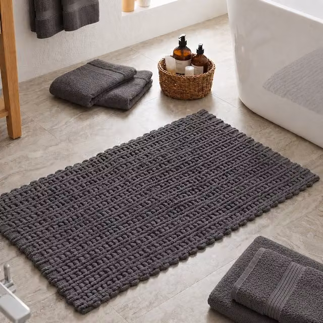 Tappeto da bagno in ciniglia KASANOVA grigio L: 60 cm, P: 110 cm