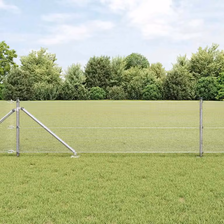vidaXL Recinzione in rete saldata con punte in acciaio zincato argento L: 0,6 m, H: 50 cm