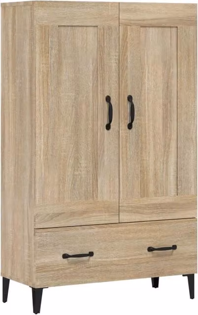Buffet credenza organizer in legno e metallo stile industrial color rovere e marrone per cucina e soggiorno H: 70 cm, L: 115 cm, P: 31 cm