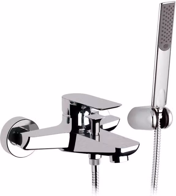 Rubinetto esterno per vasca con doccetta a leva singola Remer serie Infinity in colore argento cromato
