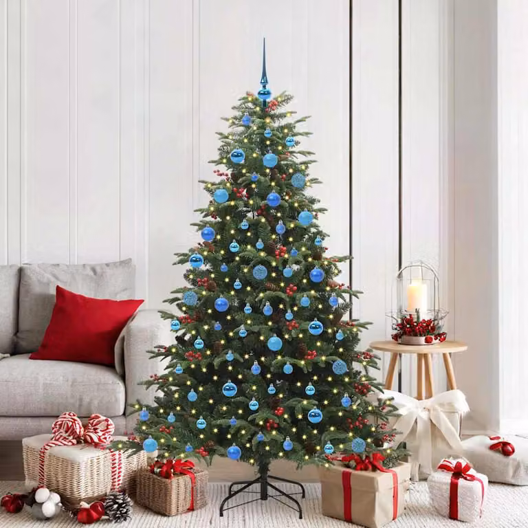 Albero di Natale artificiale verde vidaXL con 300 LED luce bianca calda, Altezza: 180 cm