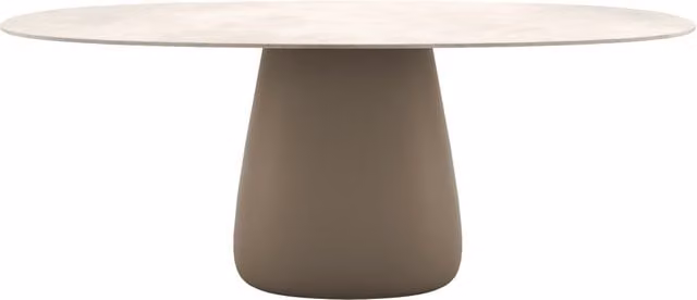 Tavolo ovale da giardino Qeeboo Cobble in gres laminato beige L: 135 cm, P: 109 cm, H: 75 cm