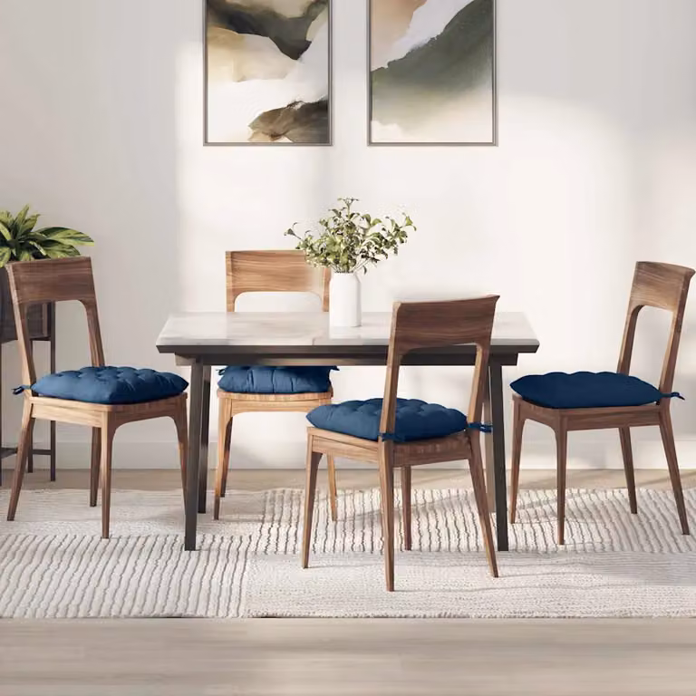 Set di 4 cuscini per seduta quadrati vidaXL in tessuto blu, lavabili in lavatrice, L 40 x P 40 x H 6 cm