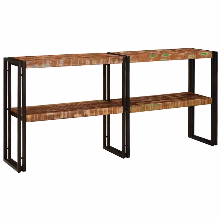 vidaXL Tavolo consolle moderno in legno recuperato e metallo multicolore L: 75 cm, P: 33 cm, H: 75 cm
