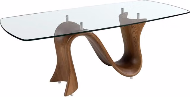 Tavolo da pranzo ovale Angel Cerdà in vetro temperato trasparente e noce L: 220 cm, P: 75 cm, H: 75 cm