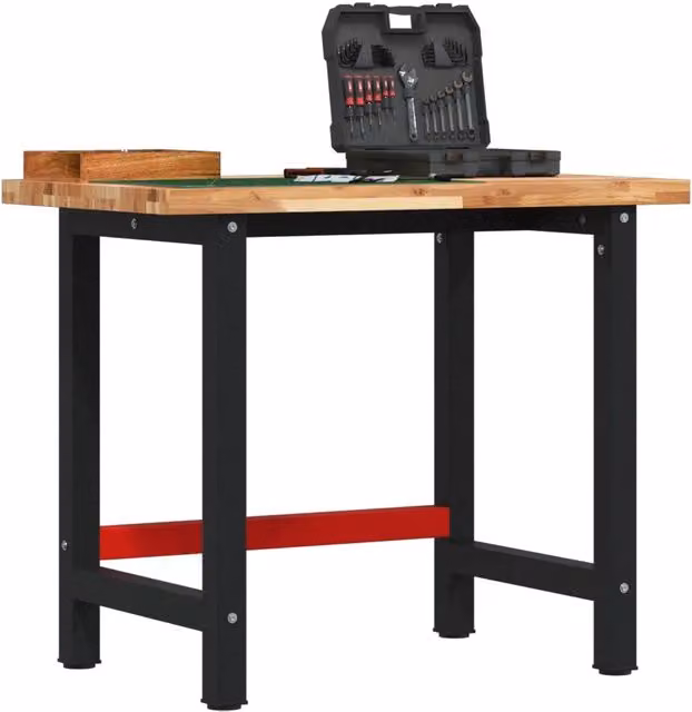 Banco da Lavoro VIDAXL in Legno e Metallo, Colore Rosso e Nero, L/P/H: 100 x 60 x 83 cm