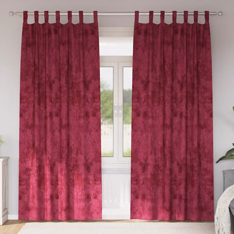 Set di 2 tende in velluto vidaXL color rosso vino, oscuranti e termoisolanti, H: 260 cm x L: 140 cm