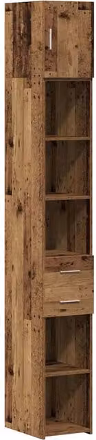 Mobiletto verticale moderno in legno marrone con ante e ripiani L/P/H: 30 x 42,5 x 225 cm