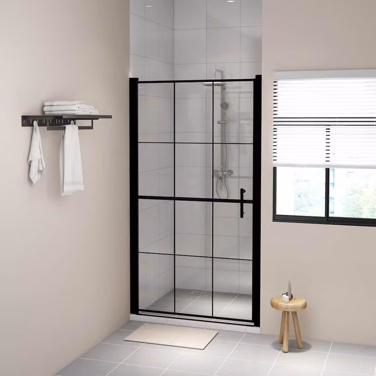 Porta per doccia in vetro temperato vidaXL colore nero L: 100 cm, H: 178 cm