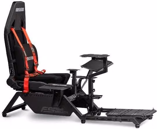 Sedia da gaming Next Level Racing NLR-S018 per simulatore di volo e racing, colore nero, con rivestimento in ecopelle e altezza regolabile