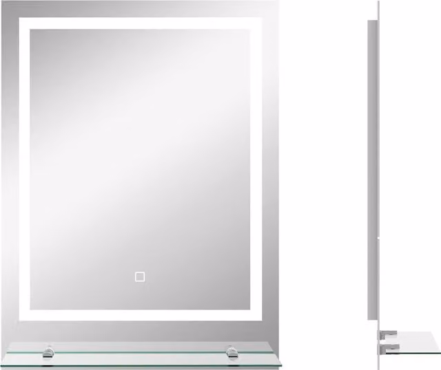 Specchio rettangolare luminoso con LED da parete per bagno kleankin, Trasparente, L: 70 cm, H: 50 cm, P: 2.7 cm