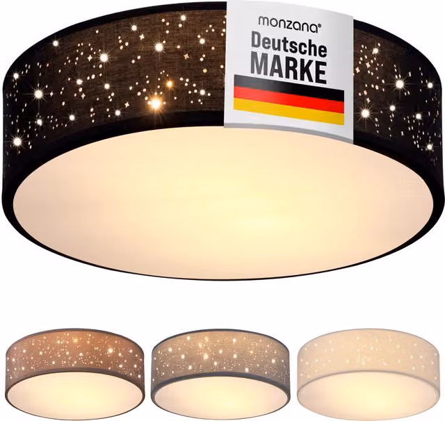 Lampadario da soffitto moderno MONZANA in tessuto e metallo nero Ø 30 cm
