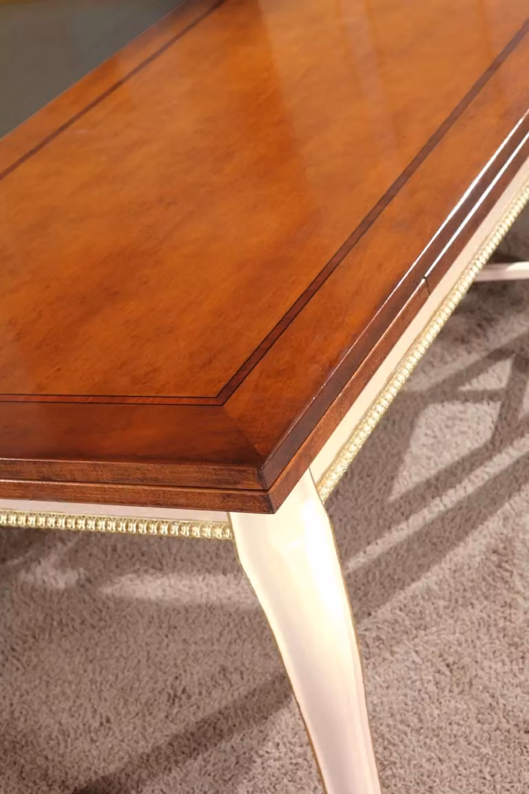 Set da pranzo estensibile Mobili 2G in legno bianco e marrone con tavolo rettangolare e sedie a quattro gambe