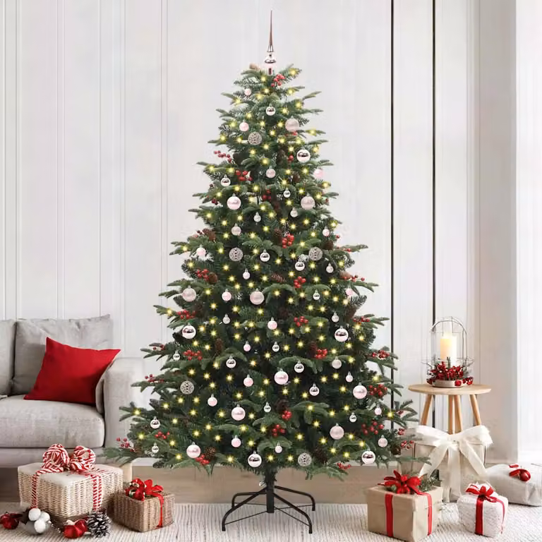 Albero di Natale artificiale verde vidaXL con 300 LED luce bianca calda, Altezza: 240 cm