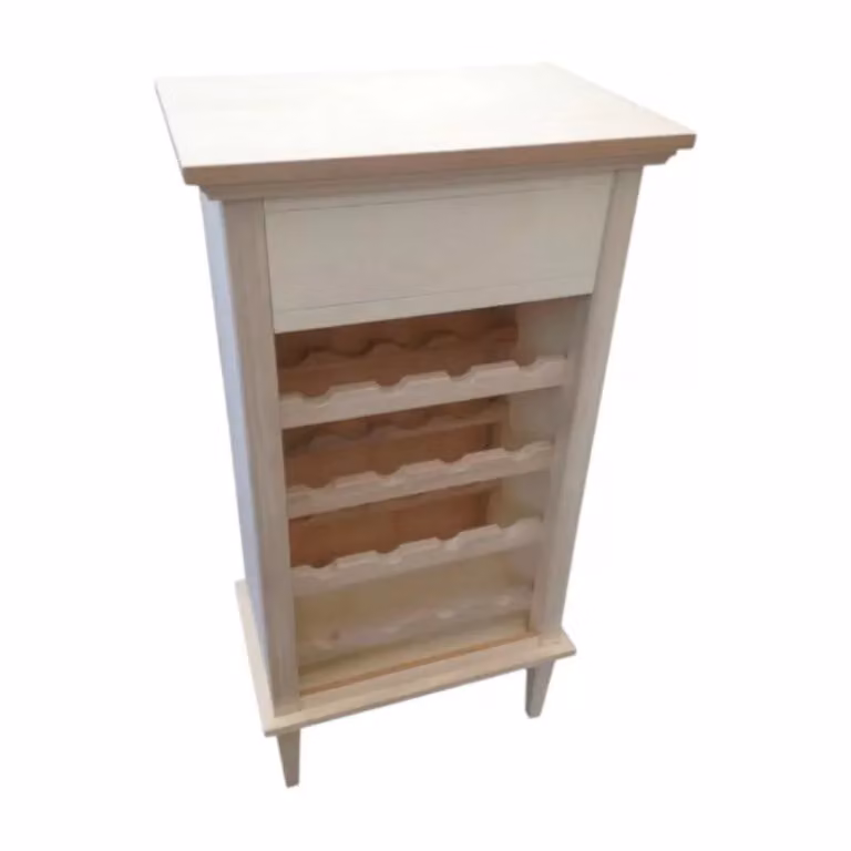 Portabottiglie con vassoio in legno classico grezzo Mobili 2G L/P/H: 57 x 37 x 105 cm