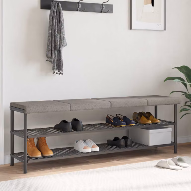 Set di 4 cuscini per panchina vidaXL in tessuto scamosciato sintetico grigio con imbottitura in schiuma e base antiscivolo L: 40 cm, P: 40 cm, H: 3,5 cm