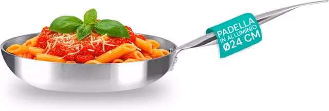 Padella Pensofal in alluminio riciclato e acciaio color argento, diametro: 24 cm, adatta per induzione e forno