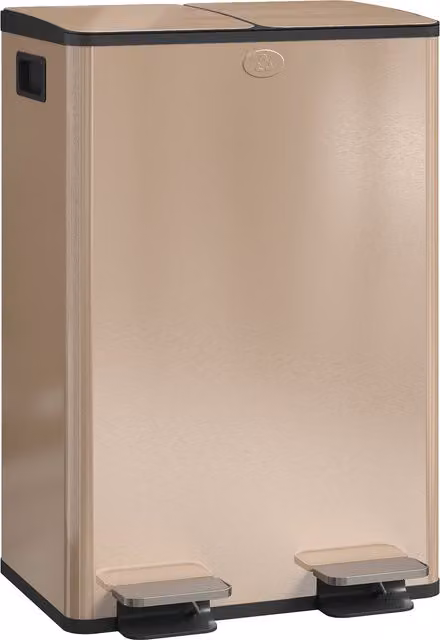 Pattumiera da cucina HOMCOM in acciaio inox con chiusura ammortizzata e doppio contenitore da 2x28 L, colore oro