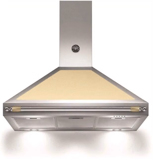 Cappa camino a isola Bertazzoni K90HERCRA in acciaio inox e crema, Classe A, con display LED