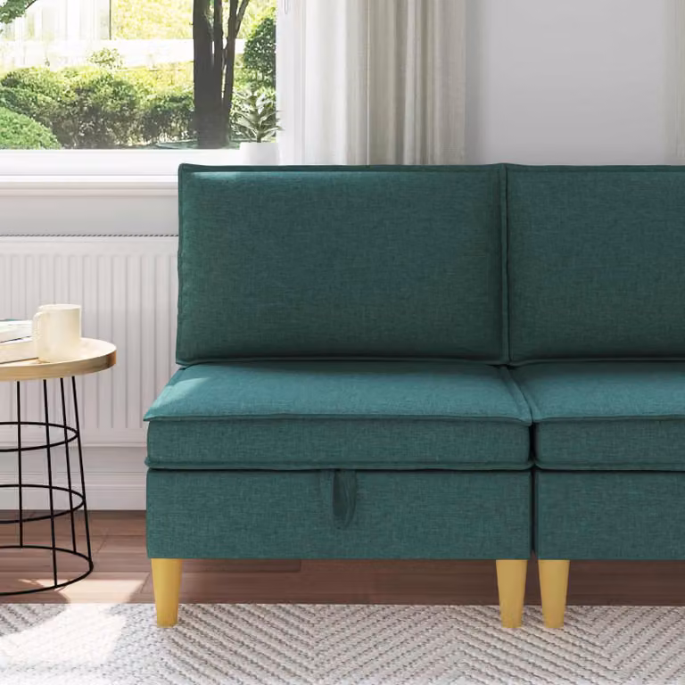 Divano con contenitore in tessuto vidaXL stile minimalista per soggiorno disponibile in marrone o verde
