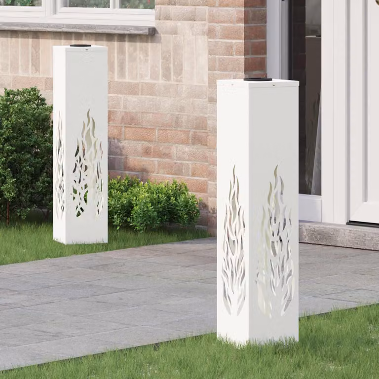Set di 2 faretti LED solari vidaXL per sentieri e giardino, luce bianco caldo, L/P/H: 18 x 18 x 80 cm