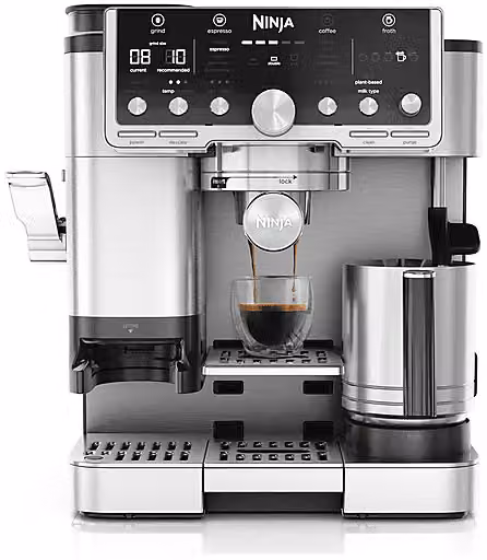Macchina da caffè automatica Ninja Luxe Café Pro 3 in 1, potenza 1650 W con disattivazione automatica e serbatoio integrato, Argento e Acciaio Inox, L: 35.5 cm, P: 33.7 cm, H: 37.7 cm