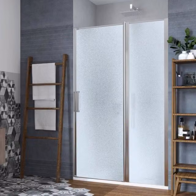 Porta doccia battente modulare IX BOX SHOWER in cristallo temperato da 6mm, cromo lucido e trasparente, H 195 cm x L 97-99 cm