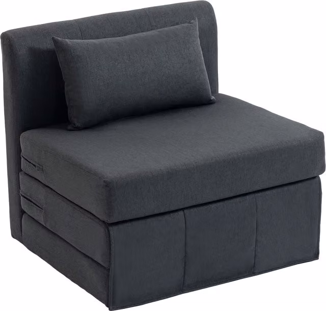 Poltrona letto pieghevole 2 in 1 HOMCOM in tessuto effetto lino, Grigio scuro