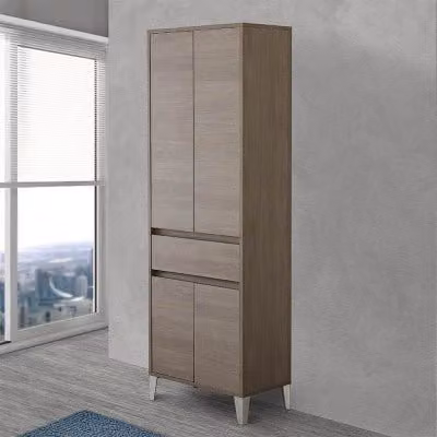 Colonna bagno da terra Way rovere scuro con 4 ante e 1 cassetto L: 60 cm, H: 183 cm, P: 35 cm
