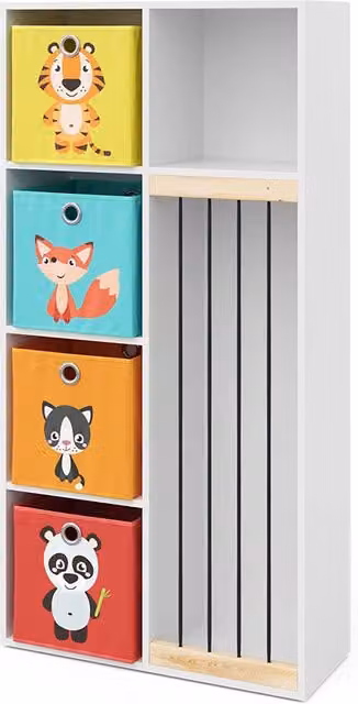 Libreria per bambini Vicco Marvin Bianco con 4 scatole pieghevoli L: 72 cm, H: 143 cm