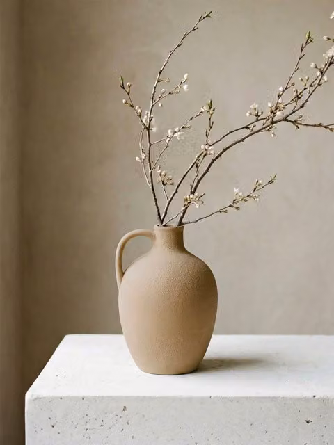 Vaso Rais in ceramica marrone rotondo Kenay Home