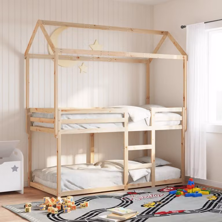 Letto a castello per bambini vidaXL in legno di pino non trattato L/P/H: 195.5 x 90 x 155.5 cm