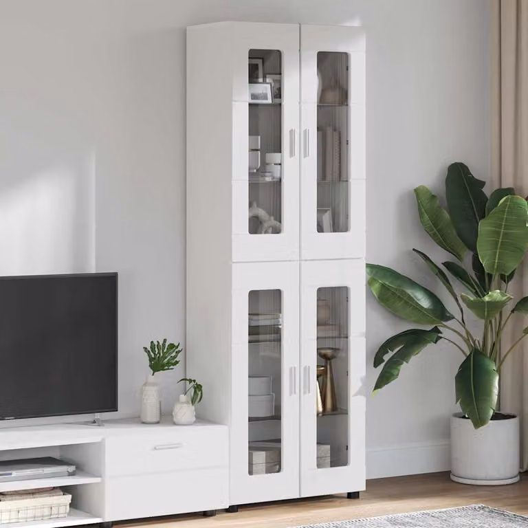 vidaXL Credenza Moderna Bianco Lucido L: 60 cm, P: 35 cm, H: 182 cm