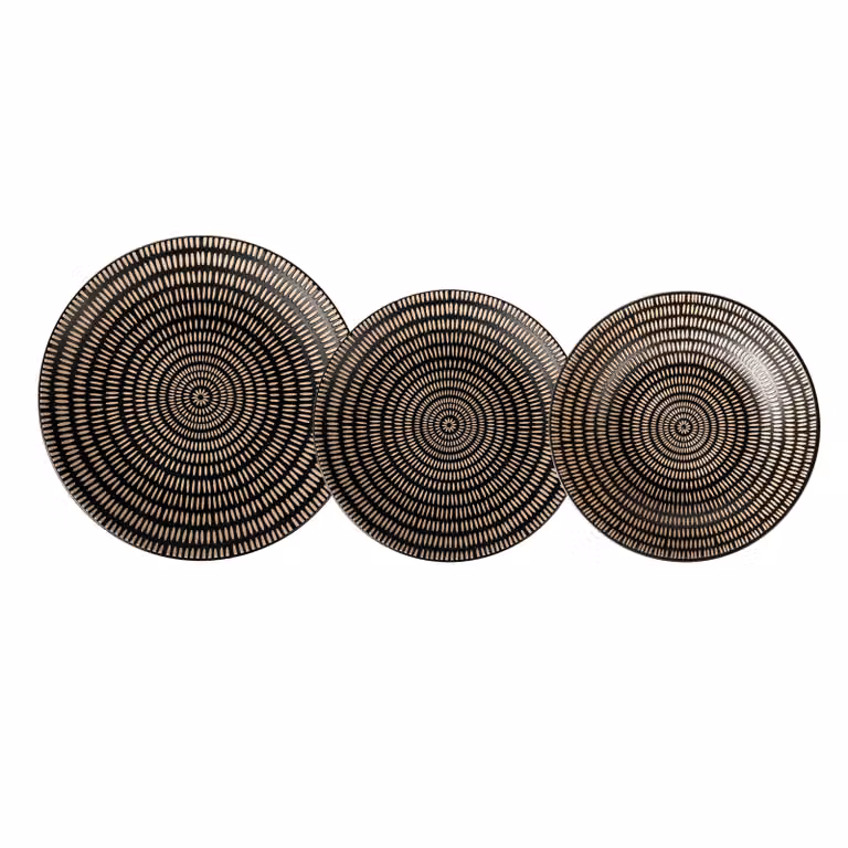 Servizio di piatti Maya Pad Printing Gusto Casa in stoneware nero, 18 pezzi