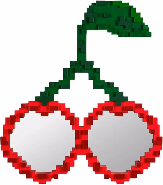 Specchio geometrico moderno Seletti Pixel in vetro rosso da appendere a parete