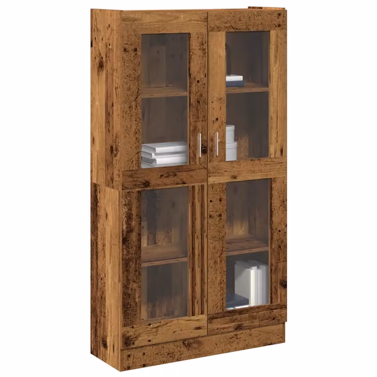 vidaXL Credenza Alta in Legno Marrone con Ante in Vetro e Ripiani Interni L/P/H: 82,5 x 30,5 x 150 cm