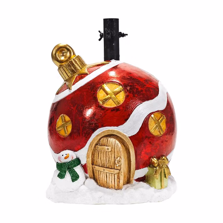 Base Albero Palla Natalizia VESTIAMO CASA, colore rosso e nero, H 43 cm x L 33 cm x P 32 cm